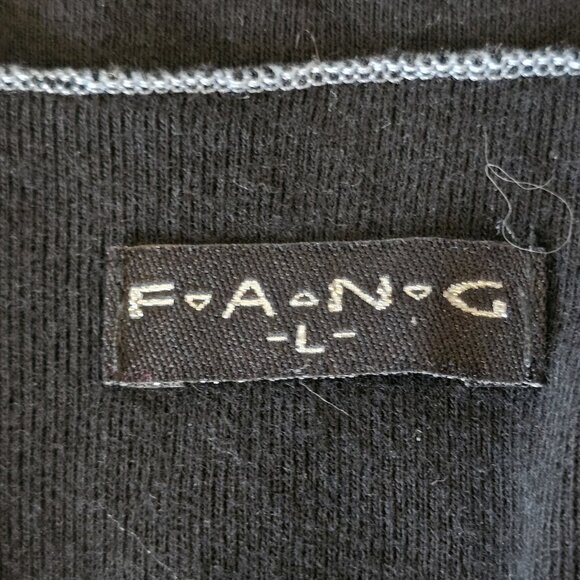 Y2K FANG Black Tank Sleeveless Top Blue Paisley Bronze‎ Glitter Vneck Sz M - Picture 7 of 7